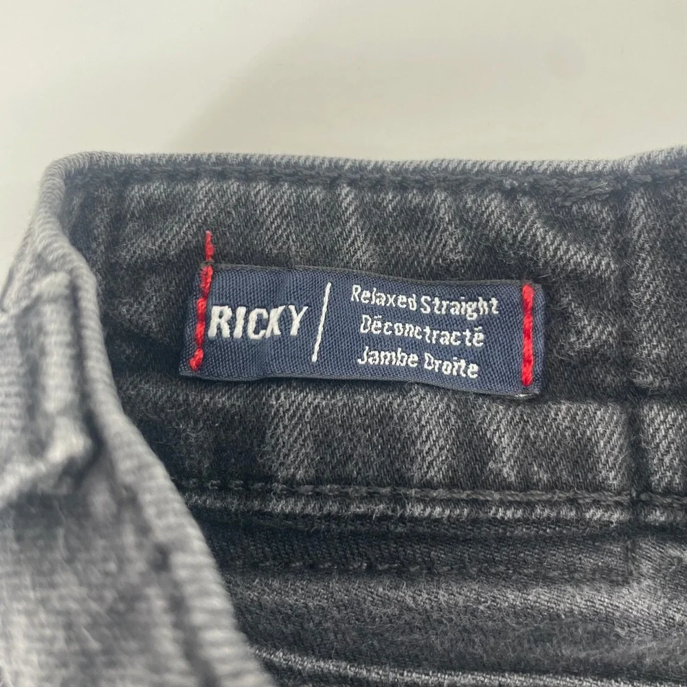 True Religion Ricky Jeans Mens 33 Black Relaxed Straight Leg Faded Denim USA